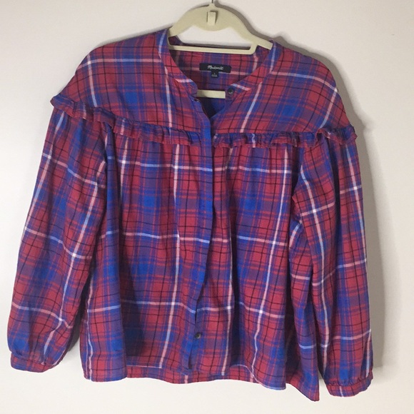 Madewell plaid ruffled top - Picture 4 of 7